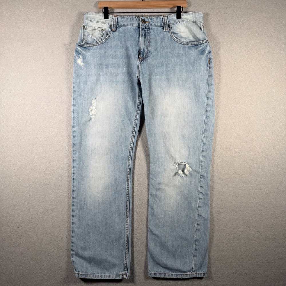 Ecko Unltd Mens Straight Fit Distressed Light Wash Denim Jeans 36x29 Streetwear